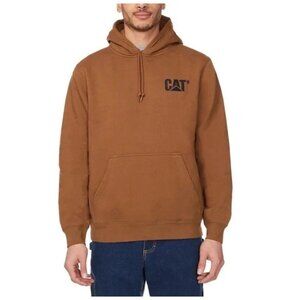 NEW CAT Men's Size L Embroidered Logo Hoodie Brown Cotton Blend M0051
